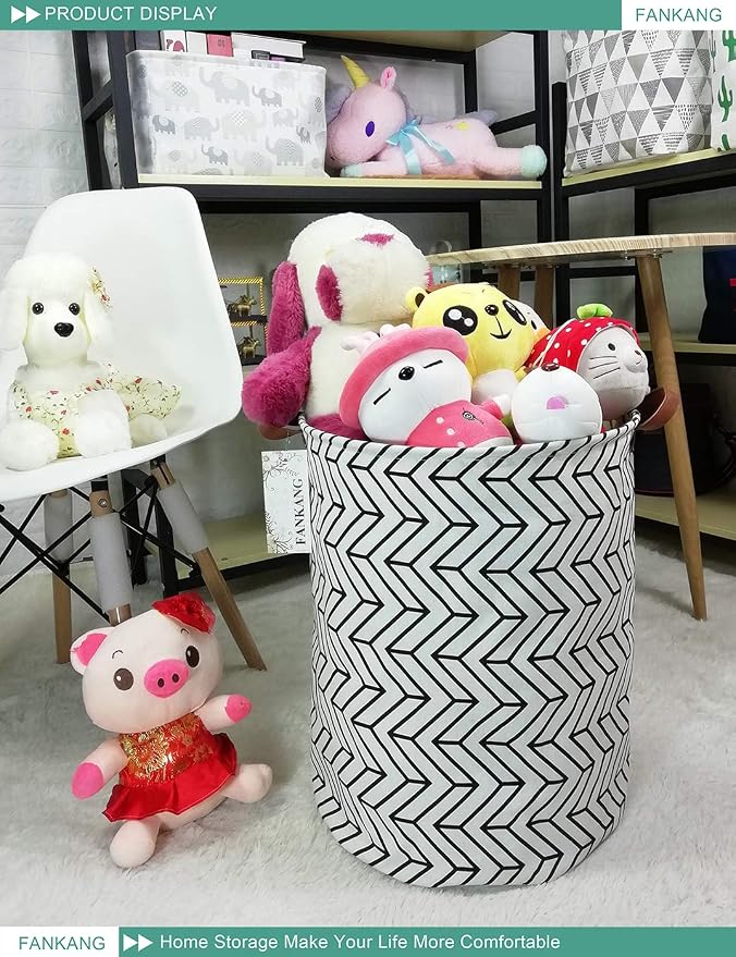 FANKANG Storage Basket, Nursery Hamper Canvas Laundry Basket Foldable - Image 5