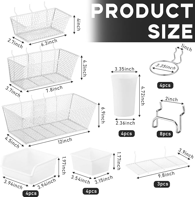 Sieral 30 Pcs Pegboard Organizer Accessories Kit Includes Peg Board Shelving - Image 2