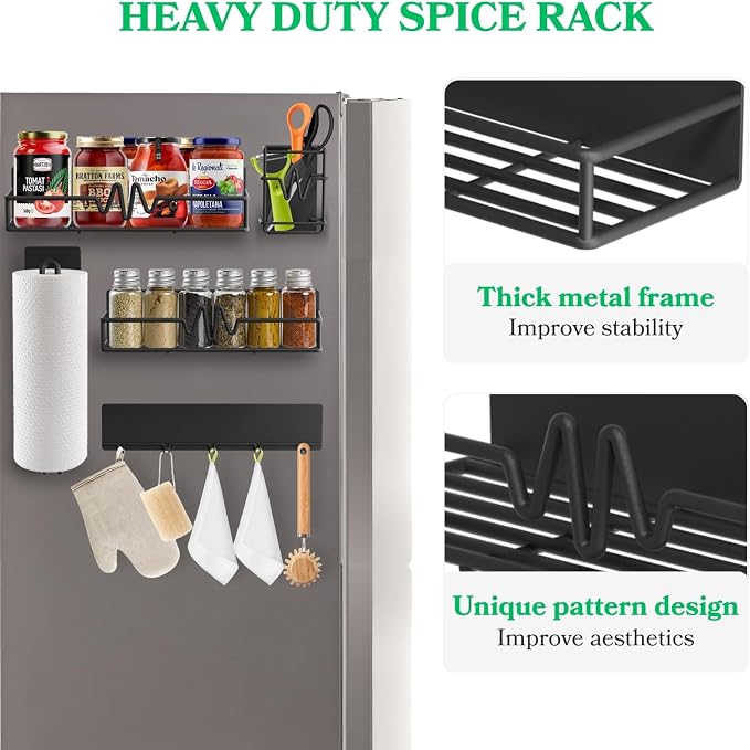 5-Pack Magnetic Spice Rack for Refrigerator, Heavy Duty Magnetic Shelf for - Image 3
