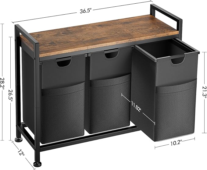 Laundry Hamper, 3 × 12.5 Gal Laundry Basket Organizer - Image 6