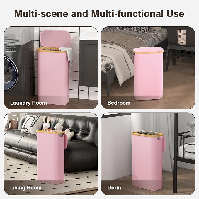 75L Slim Laundry Hamper with Lid, Dirty Clothes Hampers - Image 7