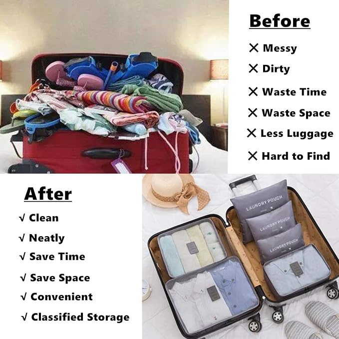 6 PCS Packing Cubes for Carry on Luggage - Image 4