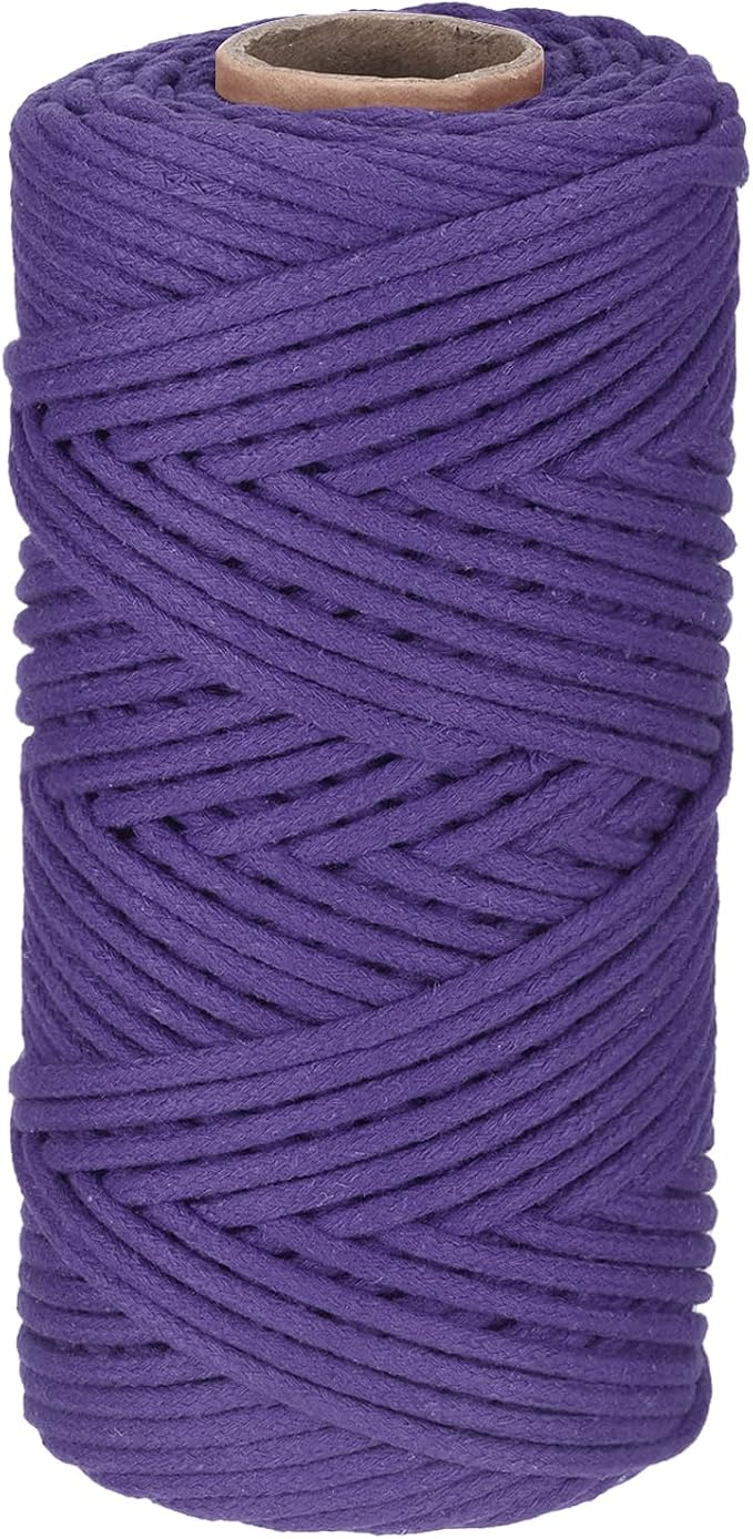 Rebower Macrame Cord 4mm x 109 Yard, Natural Cotton Macrame Rope Twisted by Rebower