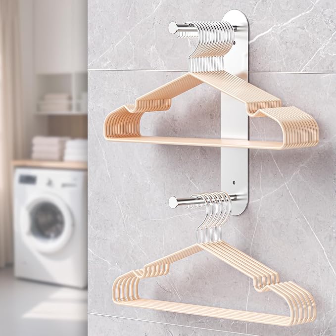 Hanger Holder for Laundry Room, Wall Mounted Clothes Hanger Organizer Stacker - Image 4