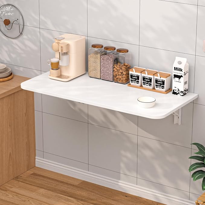 YOXIER Wall Desk, Laundry Folding Table, Floating Desk, Wall Mounted Desk - Image 3