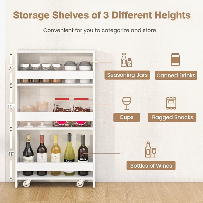 Slim Storage Rolling Cart, 4-Tier Side Out Shelving Unit - Image 4