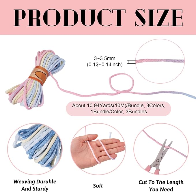 98.46 Feet Colorful 3-3.5mm Macrame Cord Twisted Soft Macrame Rope Segment Dyed - Image 2