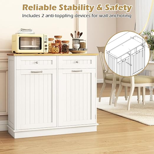LDAILY Moccha Kitchen Tilt Out Trash Cabinet, Hideaway Recycling Cabinet - Image 8