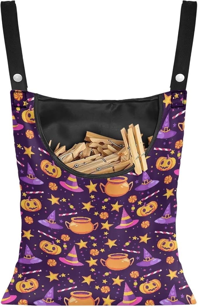 Halloween Magic Hat Clothespin Bag Large Capacity Hanging Storage Reusable by Psesaysky