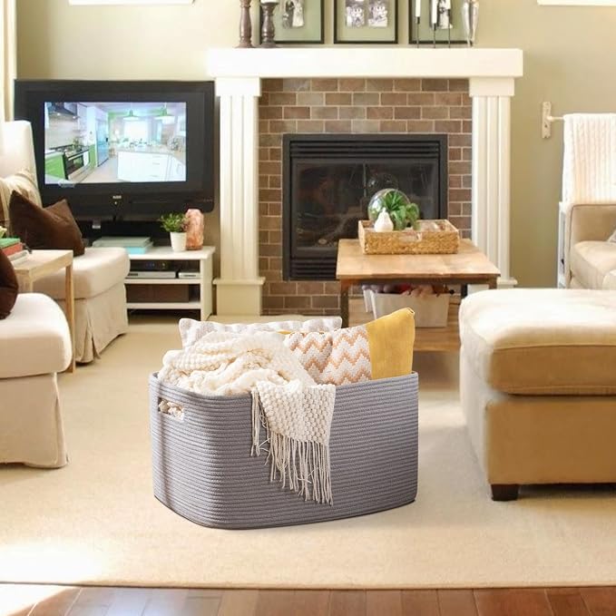 OIAHOMY 75L Large Blanket Basket, Woven Blanket Storage Basket - Image 8