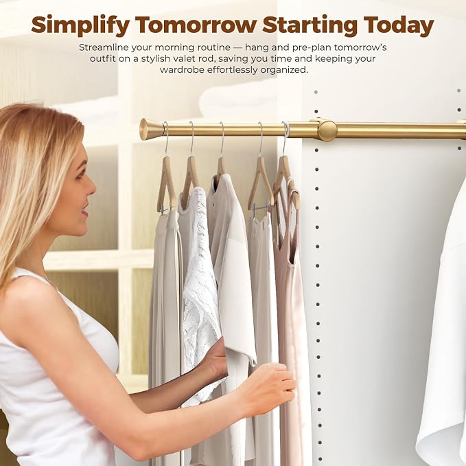 12" Pull-Out Valet Rod for Closet Organization, Add Extra Hanging Space 304 - Image 2