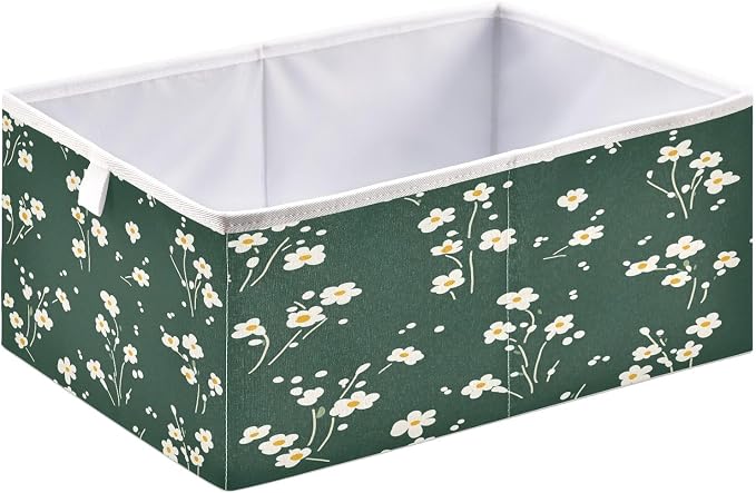 senya Large Storage Bins Small White Flower Collapsible Foldable Storage Cubes - Image 2