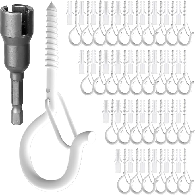 32Pcs Q-Hanger Hooks with Safety Buckle, Windproof Screw Hooks by GIPTIME