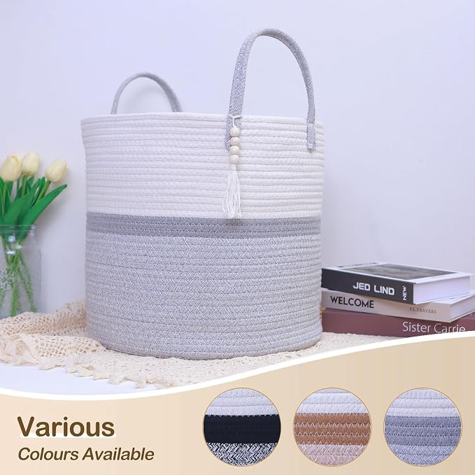 Woven Storage Basket with Handle, Nursery Hamper in Baby Nursery&Bathroom - Image 4