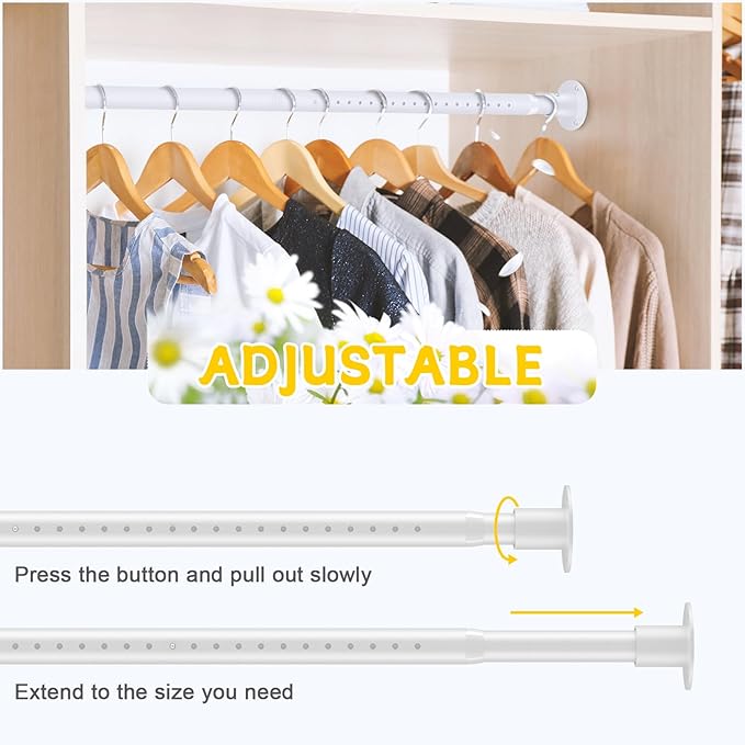 2 Pack Closet Rod, 17 to 27 Inch Adjustable Closet Rods - Image 4