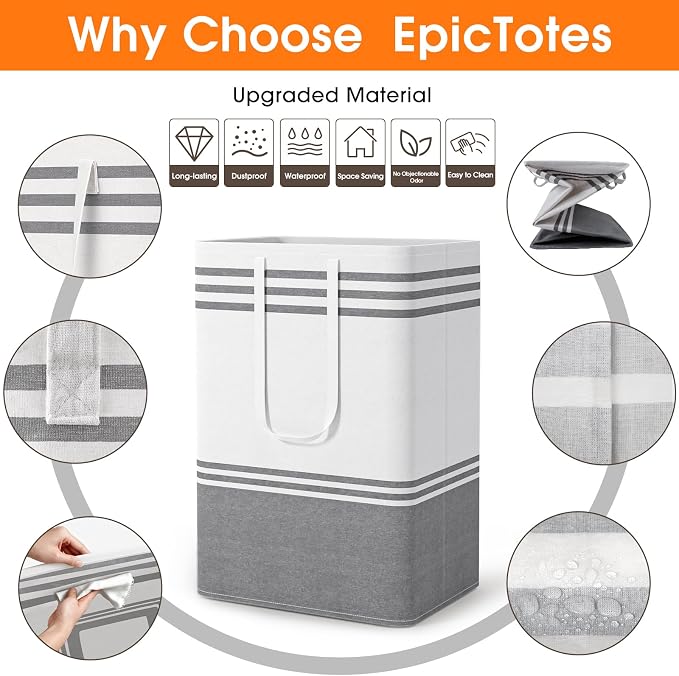 4 Pack Large Laundry Baskets, Laundry Hampers, Freestanding Waterproof - Image 4