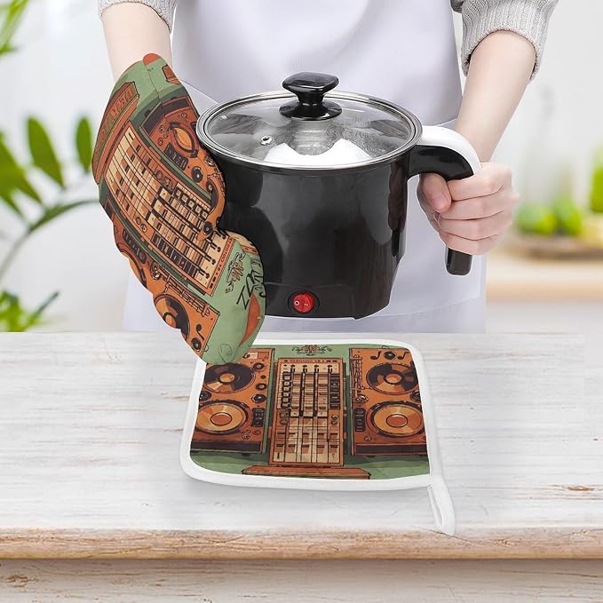 Jazz Music Equipment Oven Mitts and Pot Holders Sets Heat Resistant Kitchen - Image 4