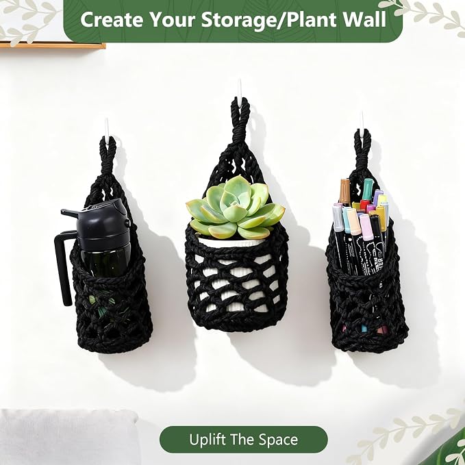 Macrame Wall Plant Hanger, Hanging Planter Basket Holder, Wall Planters - Image 4