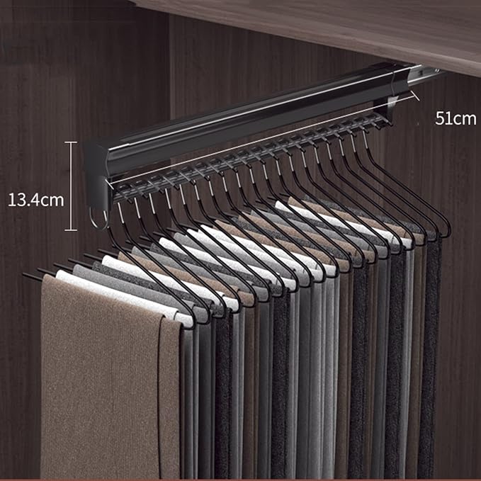 Wardrobe Clothing Rail Wardrobe Pants Hanger Rack Bar, Pull-Out Closet Valet - Image 2