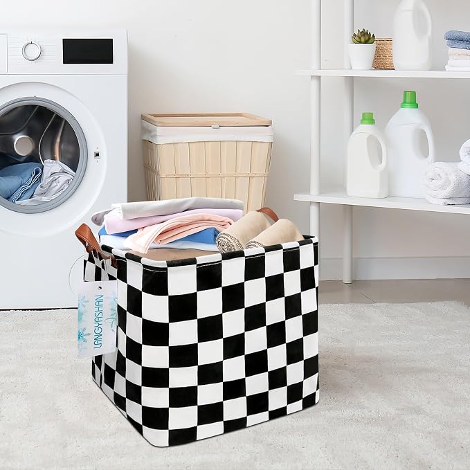 LANGYASHAN Square Storage Baskets Waterproof Canvas Children Laundry Nursery - Image 6