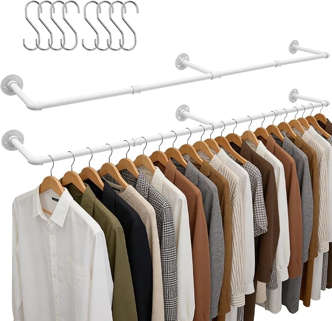 Aduanbang 65.7in Industrial Pipe Wall Mounted Clothes Rack, Heavy Duty by Aduanbang
