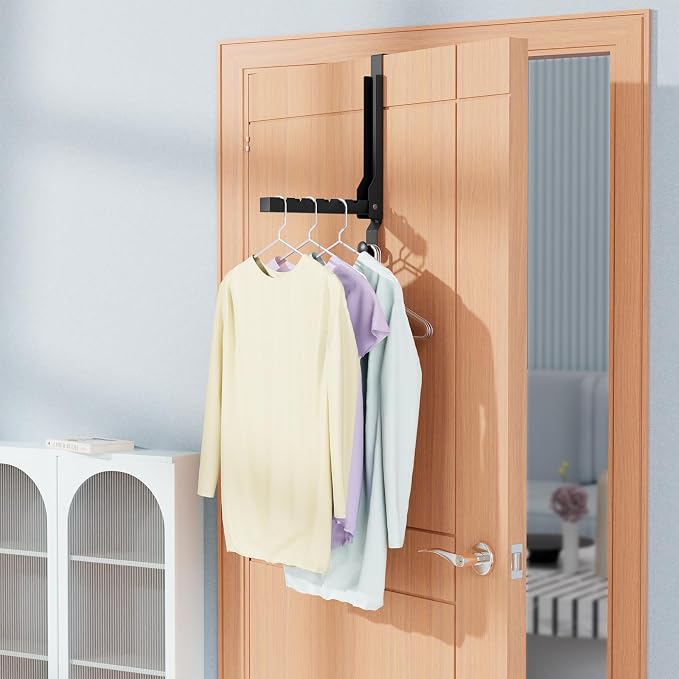 2 Pack Over The Door Hanger Folding Clothes Drying Rack, Folding Hanging Coat - Image 9