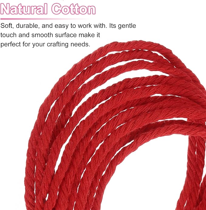 HARFINGTON Natural Macrame Cord 3mm x 328 Yards 4 Strand Twisted Cotton Macrame - Image 4