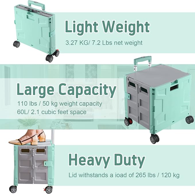 FELICON Folding Utility Cart Portable Rolling Crate Handcart - Image 6