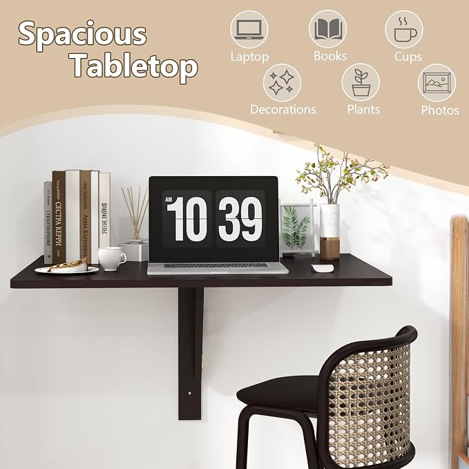 Wall Mounted Folding Desk, Fold Down Drop Leaf Table, Wood Laundry Floating Desk - Image 7