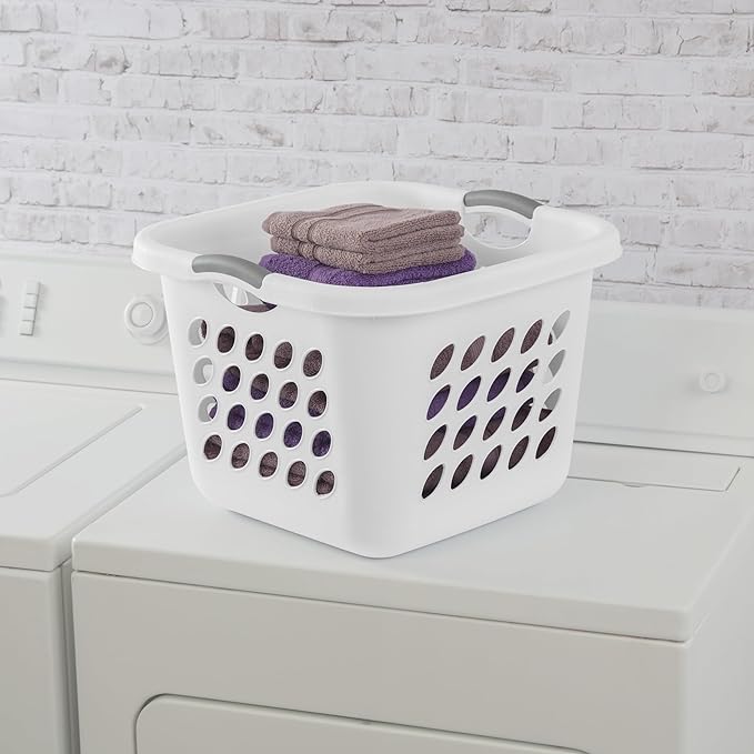 1.5 Storage Bushel Square Laundry Basket Plastic, Laundry Hamper White - Image 5