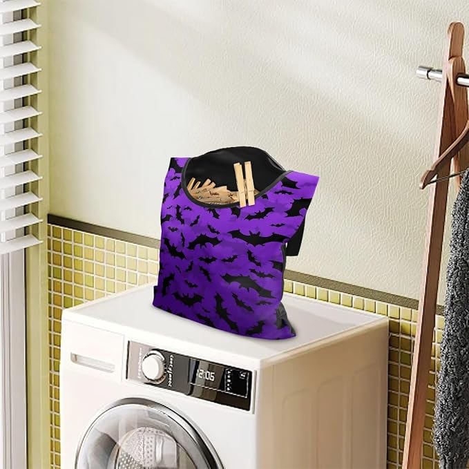 Bats Clothes Pin Hanging Bag Large Capacity Clothesline Peg Organizer Storage - Image 2