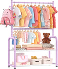 Kids Clothes Rack with 2 Tier Storage Racks and 2 Adjustable Hanging Poles by Unknown