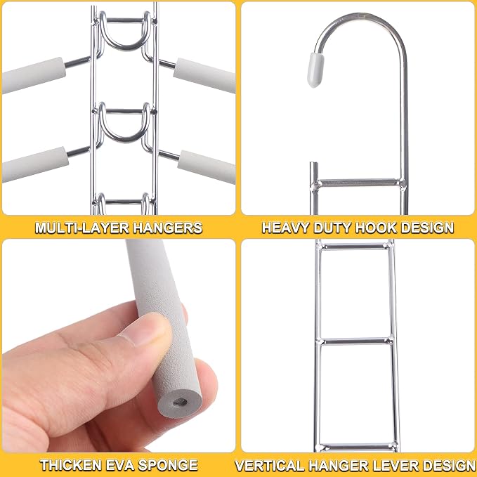 Clothes Hanger Space Saver: 2 Pack 5 in 1 Multiple Hangers - Image 5