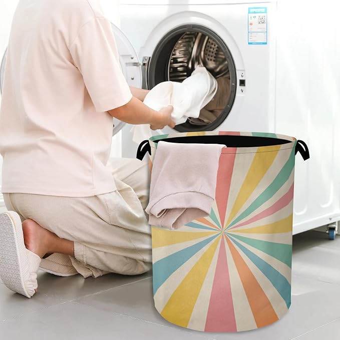 Boho Abstract Geometric Laundry Basket, Foldable - Image 7