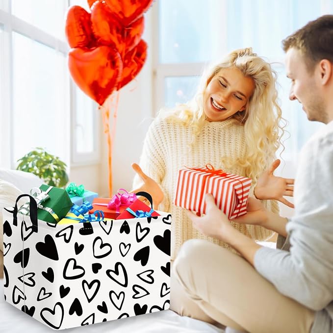 Rectangular Valentines Day Gift Basket Empty, Heart Gift basket Organizer Bins - Image 2