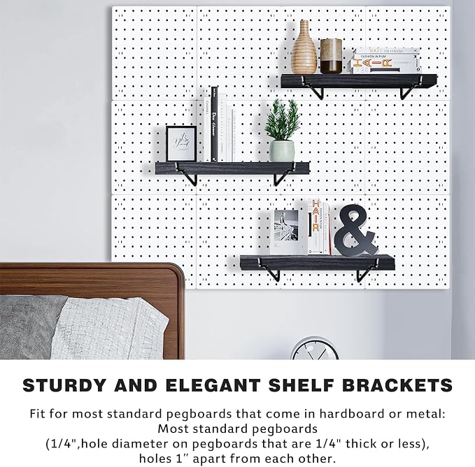 Black Pegboard Shelf, 8 Pack Wooden Pegboard Shelves - Image 4