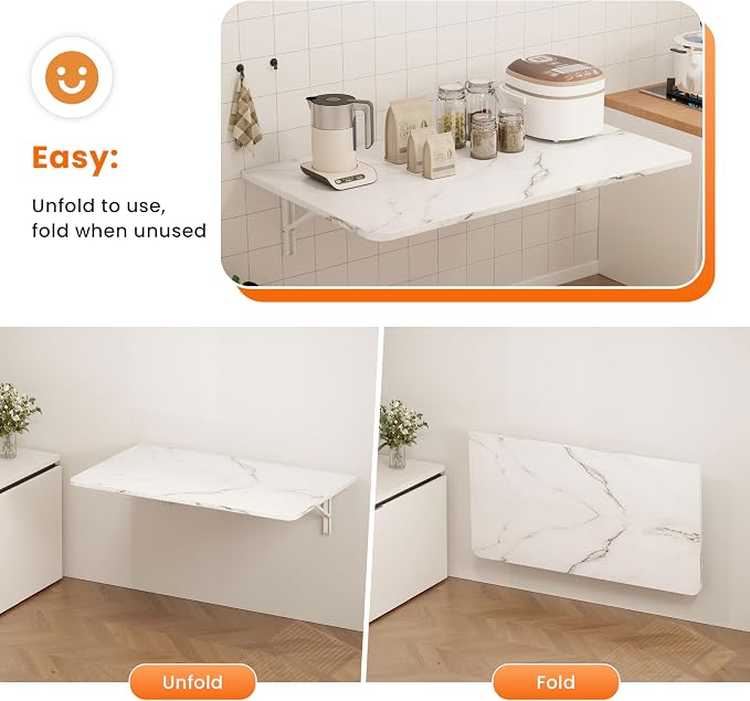 IAE Wall Mounted Floating Foldable Desk, Fold&Floating Design - Image 4