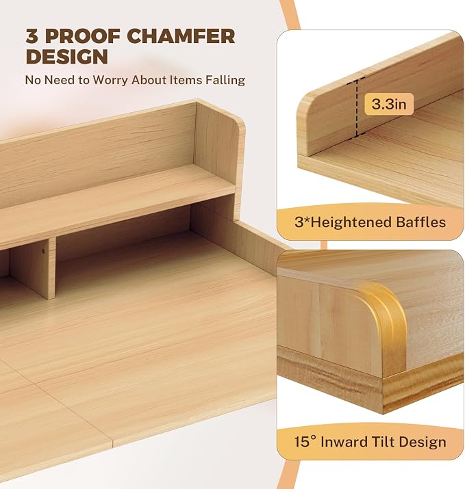 FAHKNS 2-Tier Washer Dryer Countertop, Piece-Joined Solid Wood Laundry Topper - Image 4