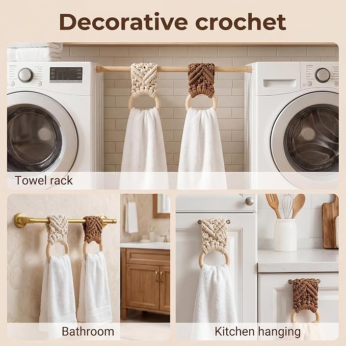 2 Pcs Kitchen Towel Holder, Handmade Crochet Dish Towel Holder - Image 4