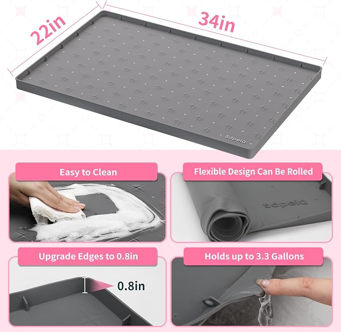 Sdpeia Under Sink Mat 31"×22" Waterproof Silicone Cabinet Liner & Sink Protector - Image 5