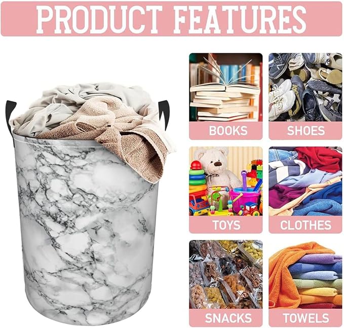 Black And White Marble Laundry Hamper Bag - Image 8