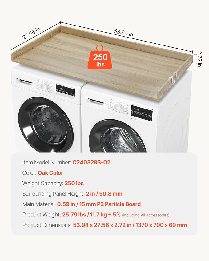 VEVOR Washer Dryer Countertop, Water-Resistant Laundry Machine Topper Cover - Image 7