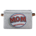 Baseball Silver White Rectangular Storage Bin Basket by DOMIKING
