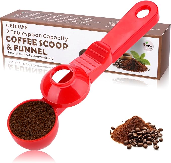 2-in-1 Coffee Scoop with Funnel, 2 Teaspoon Measuring Spoon by Unknown