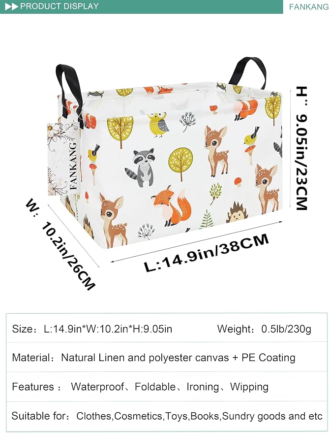 FANKANG Storage Bins, Nursery Hamper Canvas Laundry Basket Foldable - Image 2