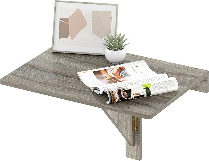 Furinno Hermite Wall Mounting Folding Table, French Oak by Furinno-FitsYourSpaceFitsYourBudget