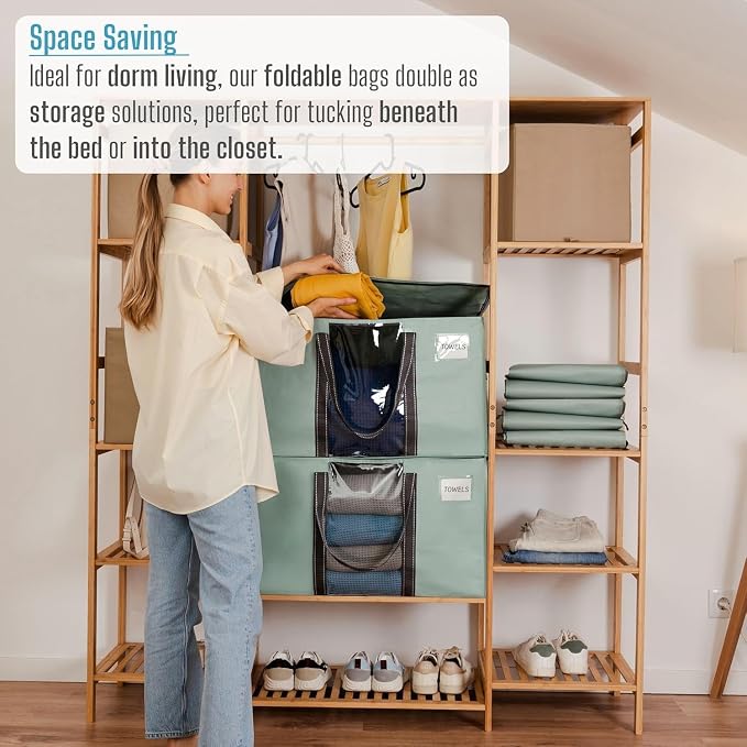VENO 4 Pack Moving Bags with Clear Window, Heavy Duty Storage Bins with Lid - Image 4