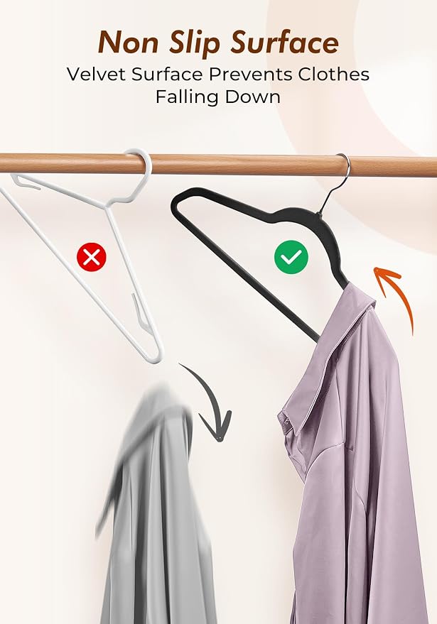 HOUSE DAY Black Velvet Hangers 50 Pack - Image 2
