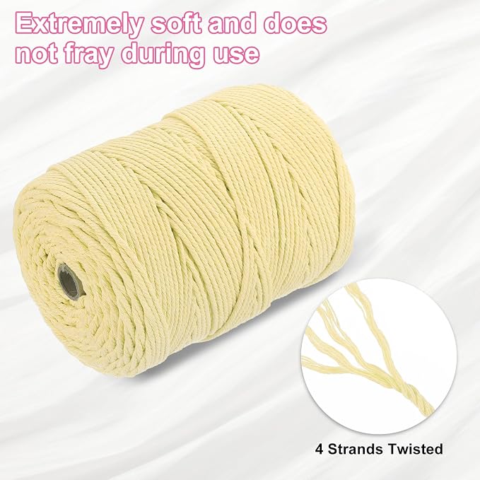HARFINGTON Natural Macrame Cord 3mm x 328 Yards 4-Strand Twisted Cotton Macrame - Image 3