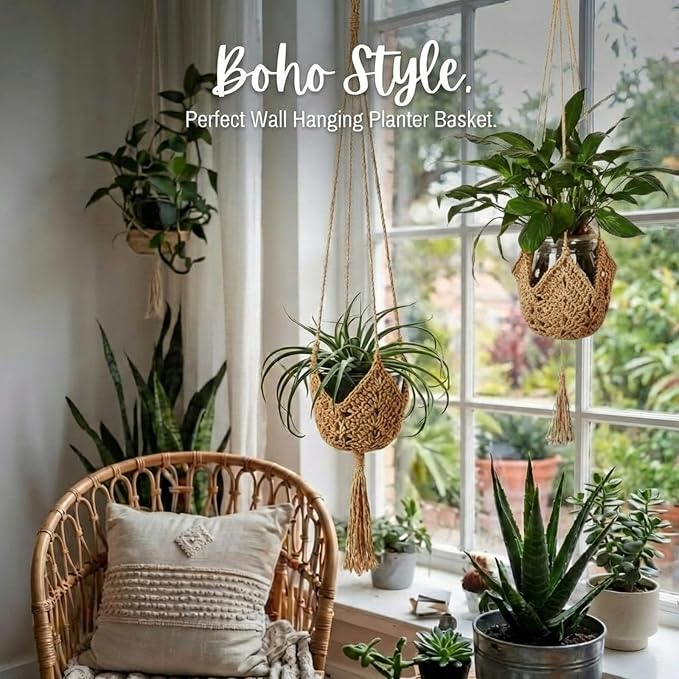 Shappy 1 Pack Jute Crochet Long Plant Hanger - Image 4